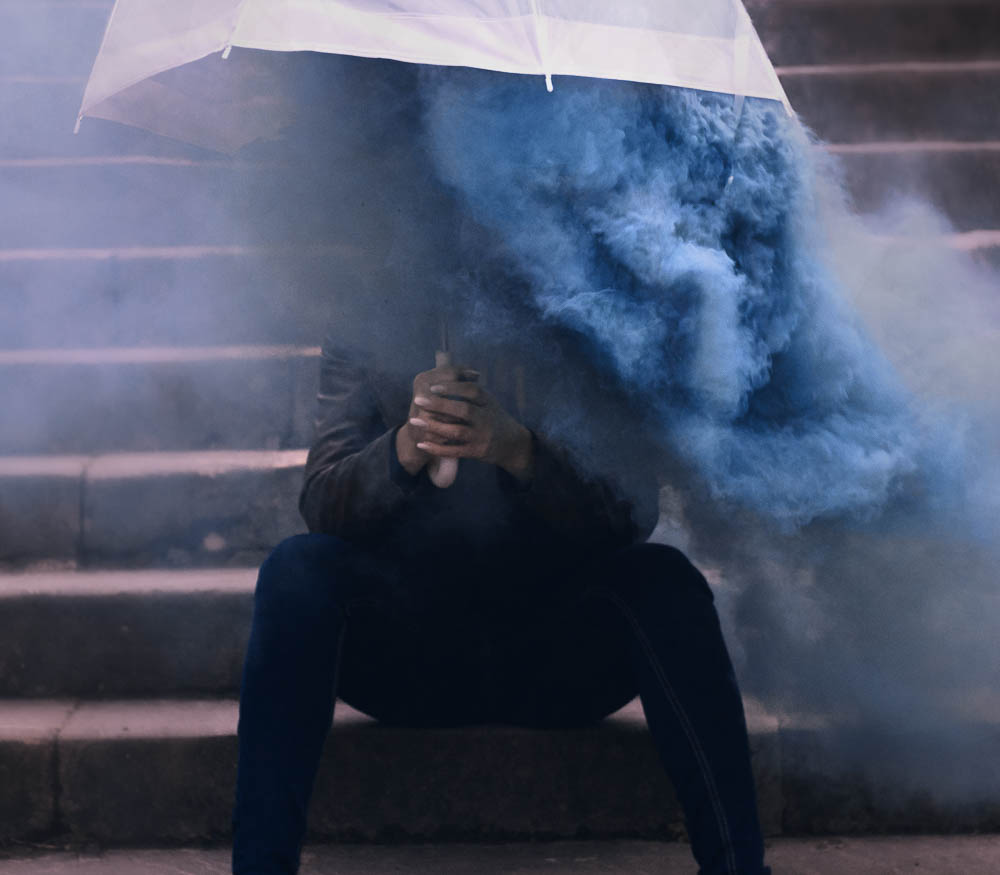 Regenschirm Rauchfackelshooting